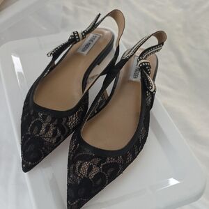 Steve Madden Olsen Black Lace Slingback Flats. NWOT